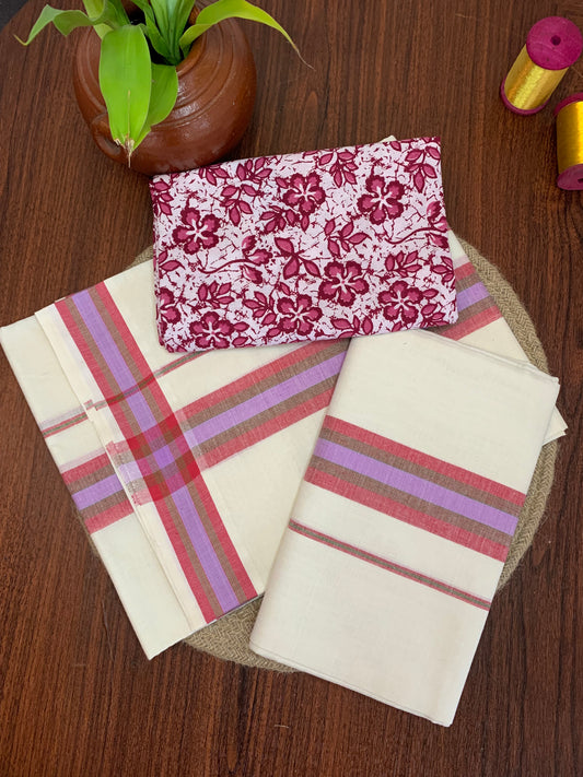 Cotton mulloth Setmundu with blouse piece🩷