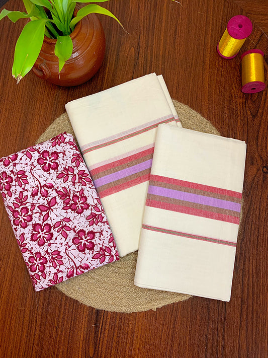 Cotton mulloth Setmundu with blouse piece🩷