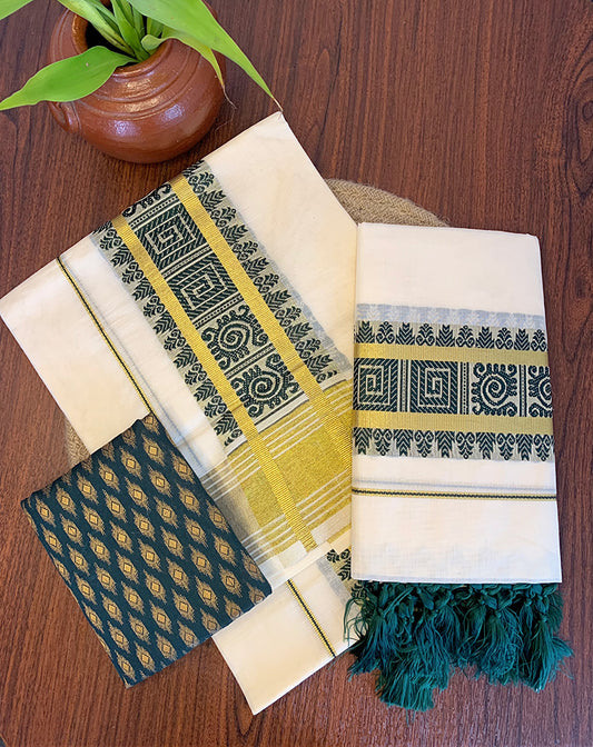 Cotton Bale setmundu with blouse piece